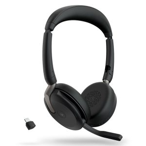 Jabra Evolve2 65 Flex Certified for MS Teams Stereo Bluetooth Headset with Link380 Adapter