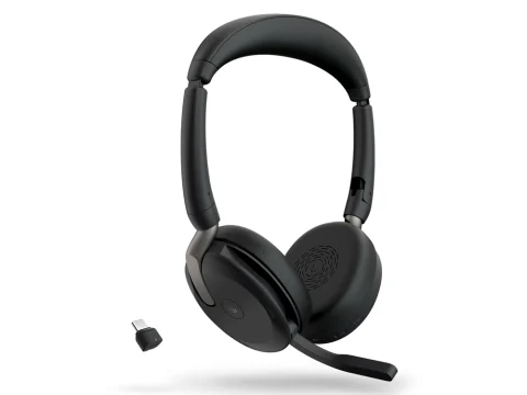 Jabra Evolve2 65 Flex Certified for MS Teams Stereo Bluetooth Headset with Link380 Adapter