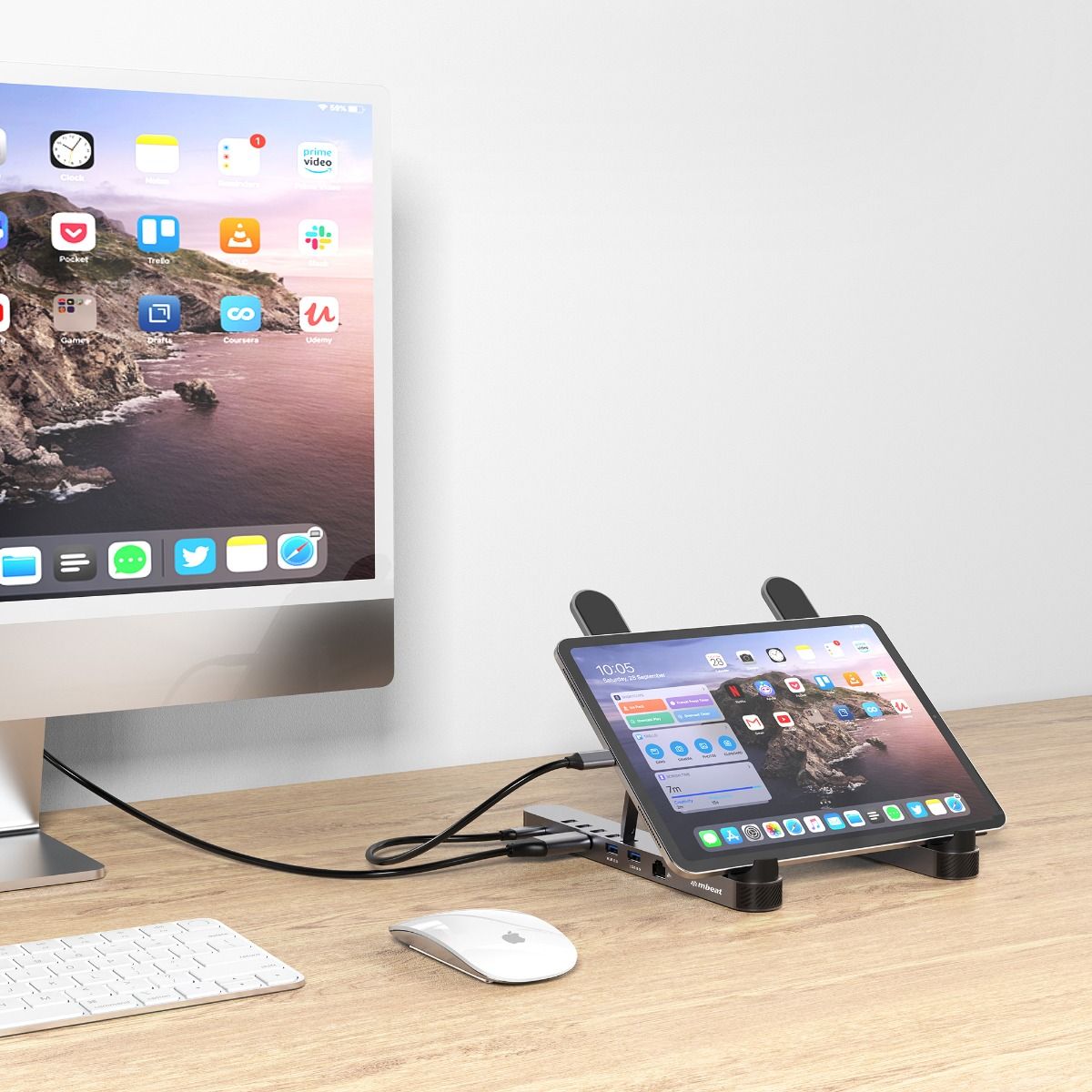 MBeat Stage P5 Portable Laptop Stand with USB-C Docking Station product details