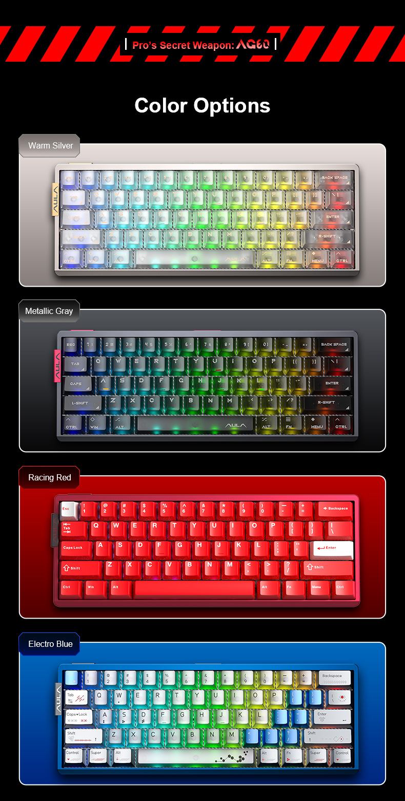 Aula AG60 Aluminum CNC Aluminum Body Aether Magnetic Switch Wired Keyboard - White & Red product details