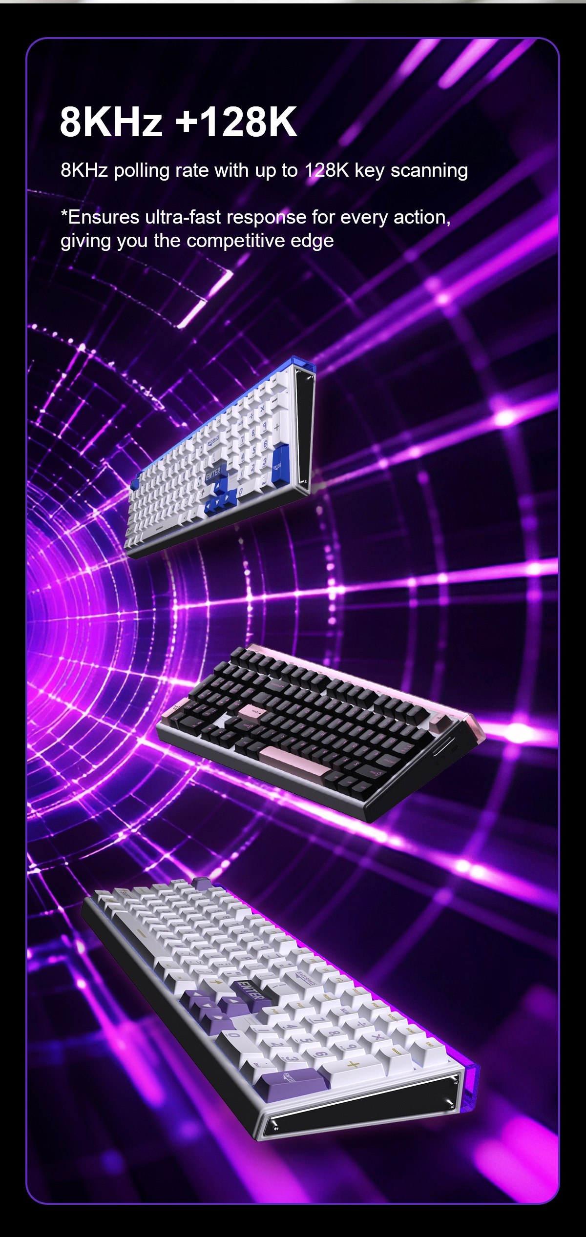 Aula Hero 99 Magnetic E-Sports Chun Magnetic Switch Gaming Keyboard - White & Blue product details