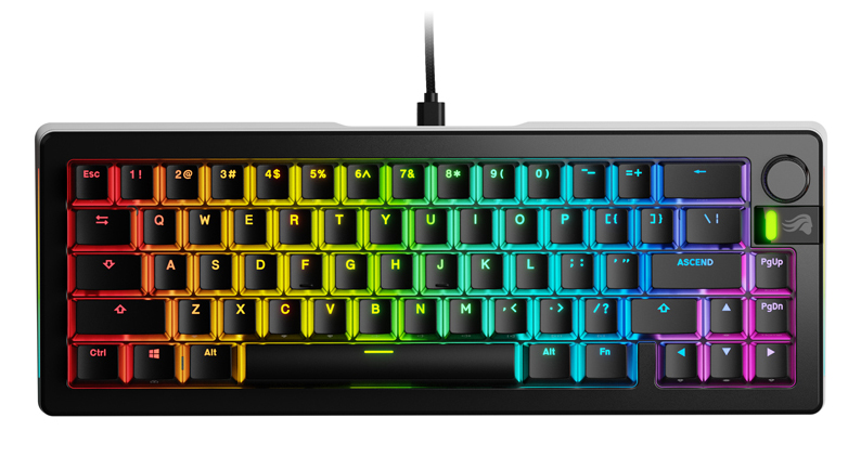 Glorious GMMK 3 PRO 65 RGB Black Prebuilt Mechanical Keyboard, Fox SW