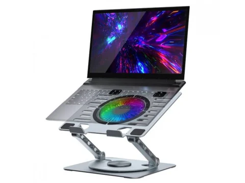 MBeat Stage S8 Rotating Laptop Stand with RGB Cooling Fan and USB Ports