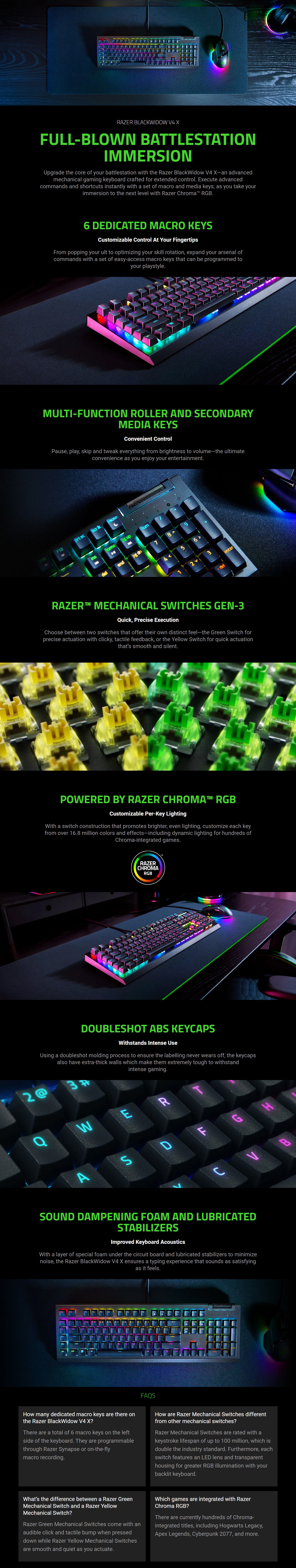 Razer BlackWidow V4 X RGB Yellow Switch Mechanical Gaming Keyboard product details