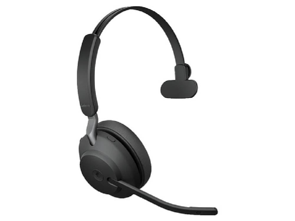 Jabra Evolve2 65 MS Teams Mono Bluetooth Headset with Charging Stand and Link390 Adapter - Black