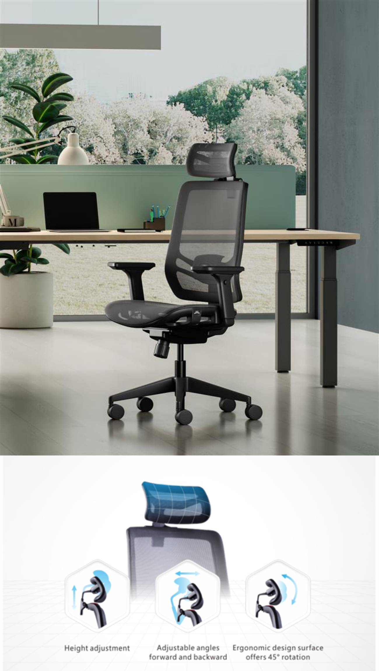 GTChair Inflex MT 4D Armrest Mesh Ergonomic Office Chair – Black product details