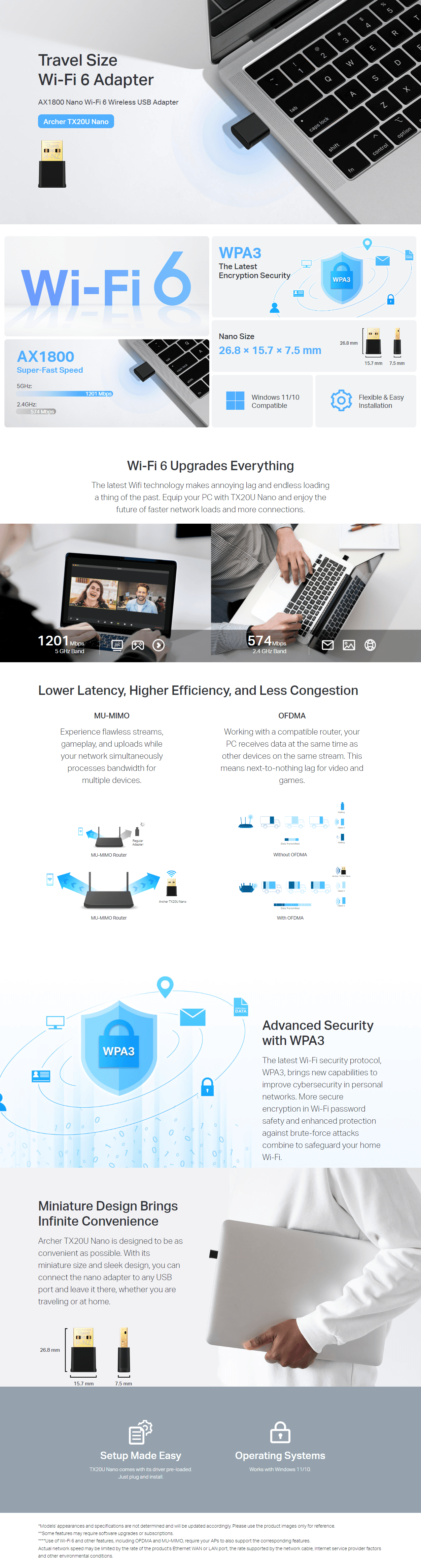 TP-Link Archer TX20U Nano Wi-Fi 6 Wireless USB Adapter product details