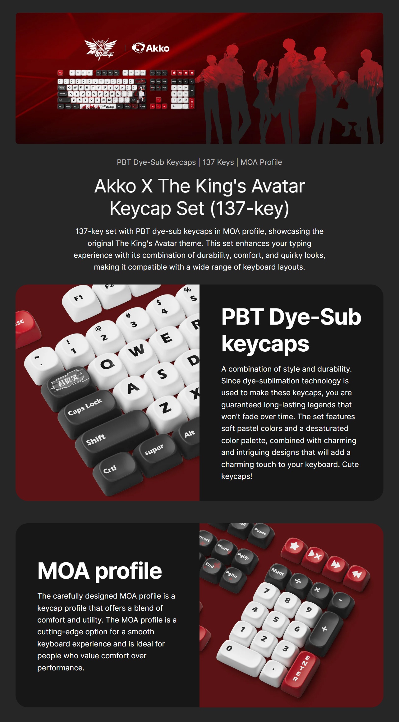 Akko The King's Avatar Keycap Set - Yu Wenzhou (137-Keys) product details