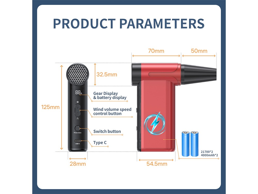 Karuza VC51 Handheld Electronic Air Duster - Red Black (Special edition)