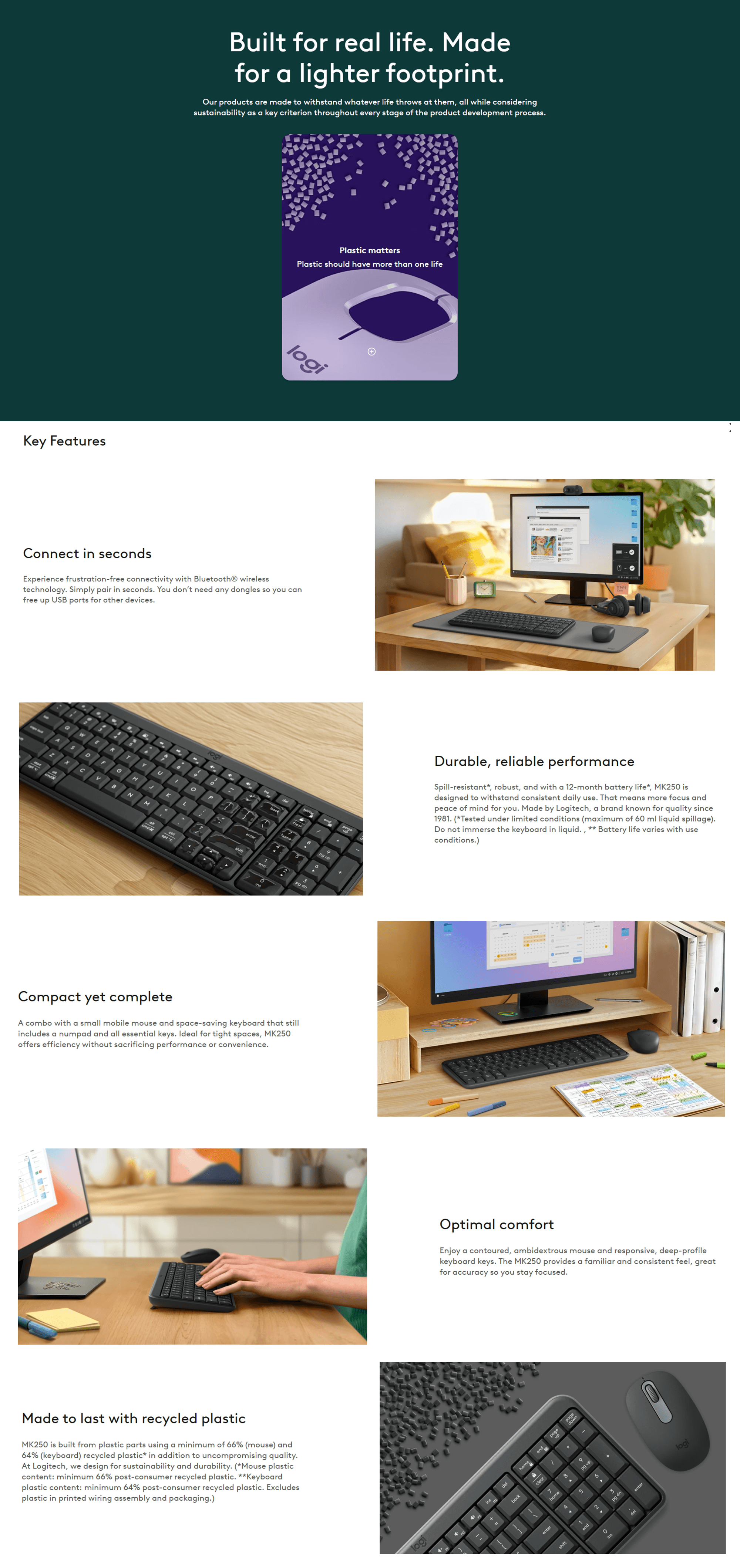 Logitech MK250 Compact Wireless Keyboard & Mouse Combo - Graphite product details