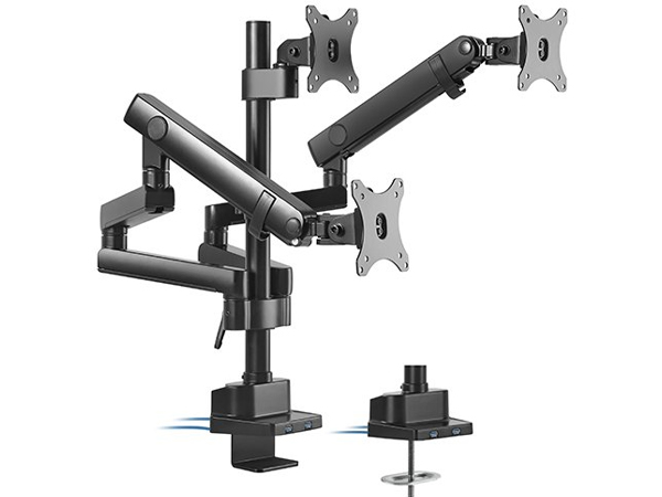 Brateck Triple Monitor Aluminum Slim Pole Held Mechanical Spring Monitor Arm 17"-27"
