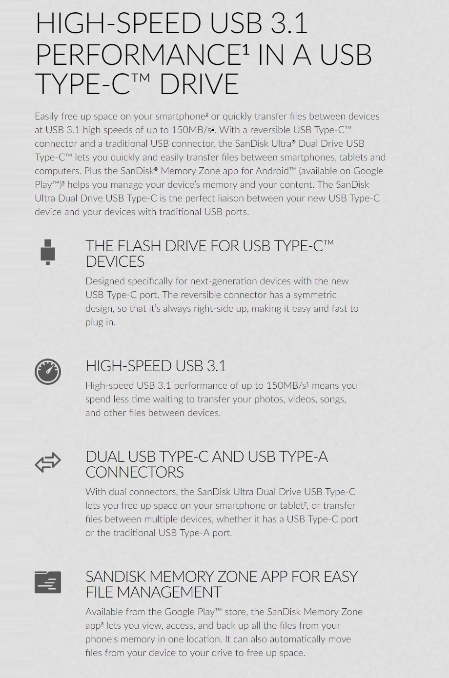SanDisk Ultra Dual 128GB USB 3.1 Type-C Flash Drive product details
