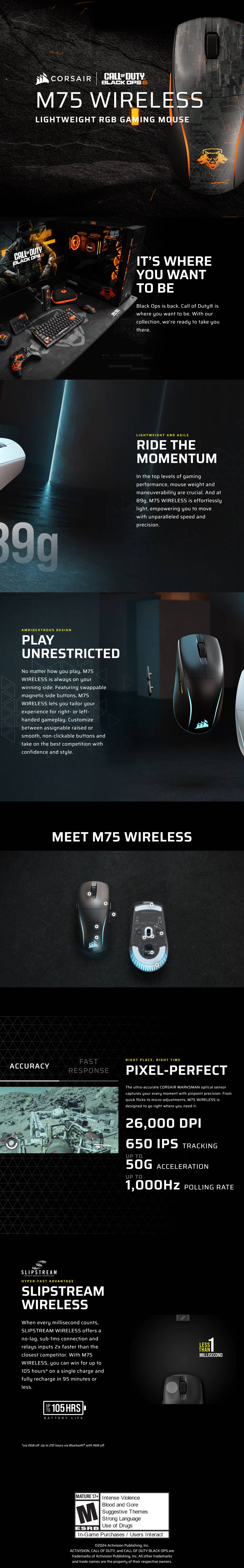 Corsair M75 Wireless Lightweight RGB Gaming Mouse - Call of Duty Black Ops 6 Edition product details