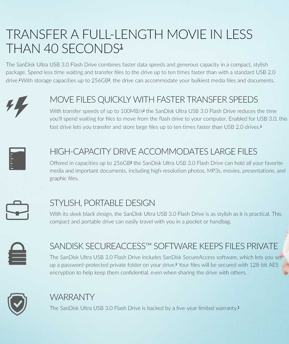 SanDisk Ultra CZ48 128GB USB 3.0 Flash Drive product details