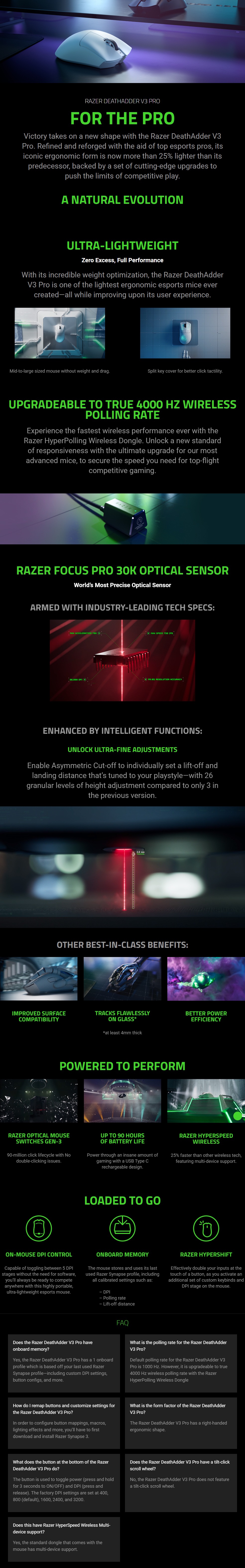 Razer DeathAdder V3 Pro Ultra-lightweight Ergonomic Wireless Esports Mouse - Black product details