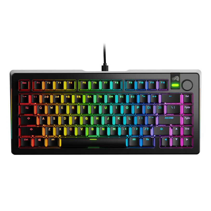 Glorious GMMK 3 PRO 75 RGB Black Prebuilt Mechanical Keyboard, Fox SW