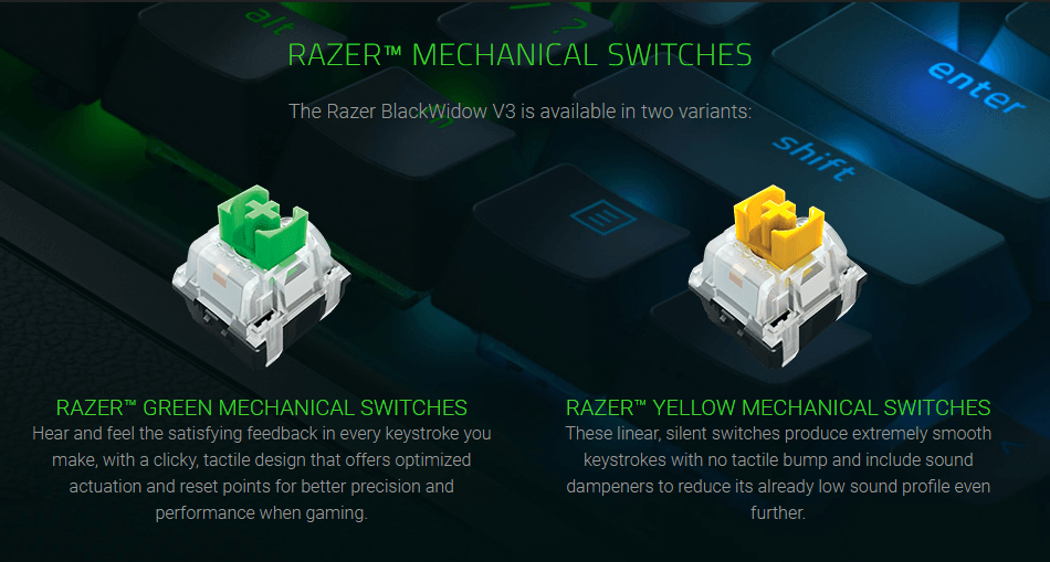 Razer BlackWidow V3 Mechanical Gaming Keyboard - Green Switch product details