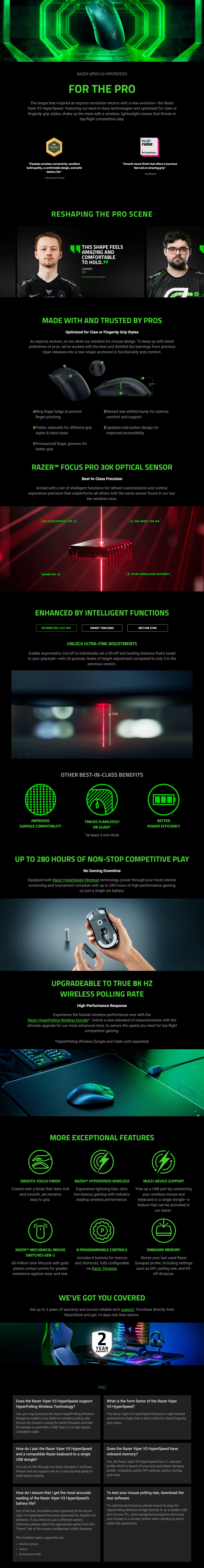 Razer Viper V3 HyperSpeed Wireless Esports Mouse - Black product details