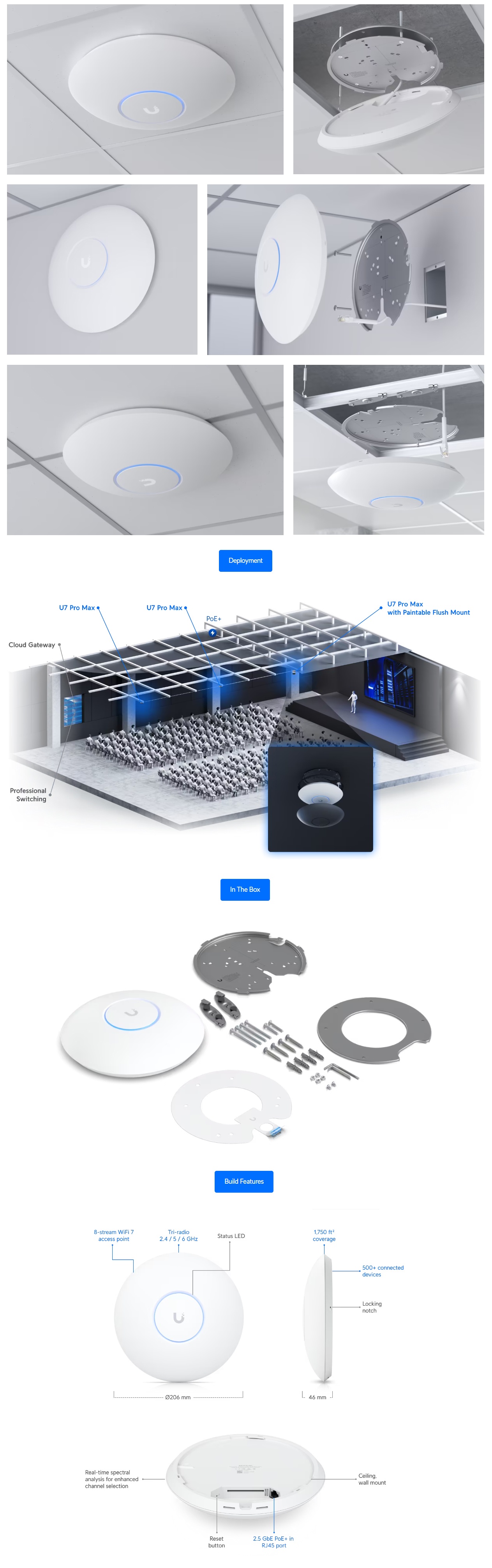 Ubiquiti U7 Pro Max WiFi 7 Access Point product details