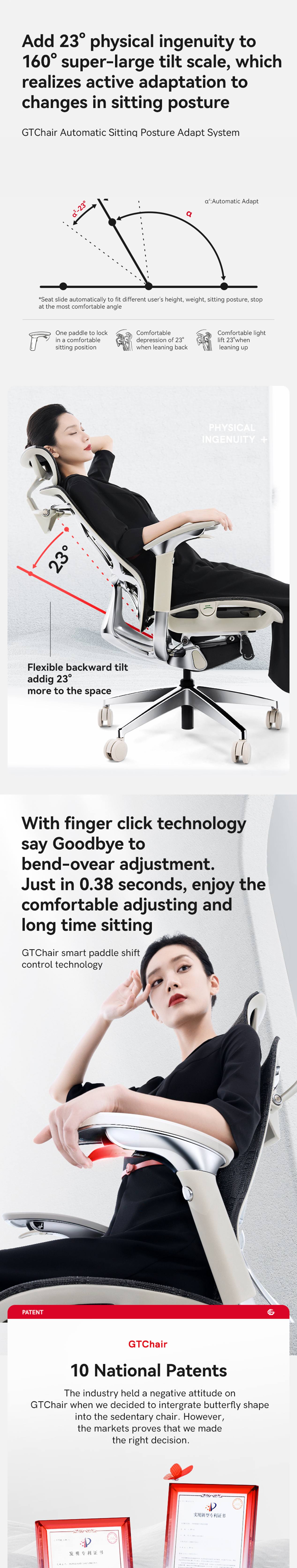 GTChair Dvary X 3D Armrest Swivel Office Chair - Black product details