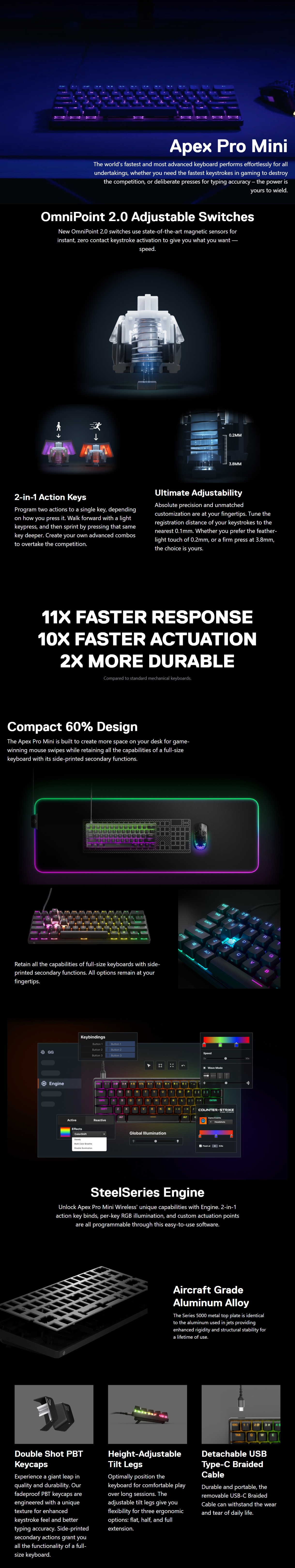 SteelSeries Apex Pro Mini Gaming Keyboard (US English) product details