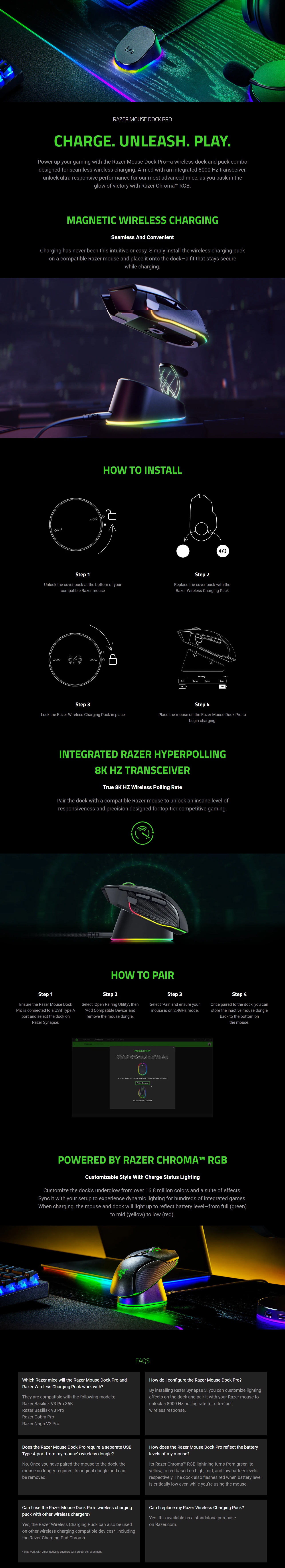 Razer Mouse Dock Pro Wireless Charging Dock product details