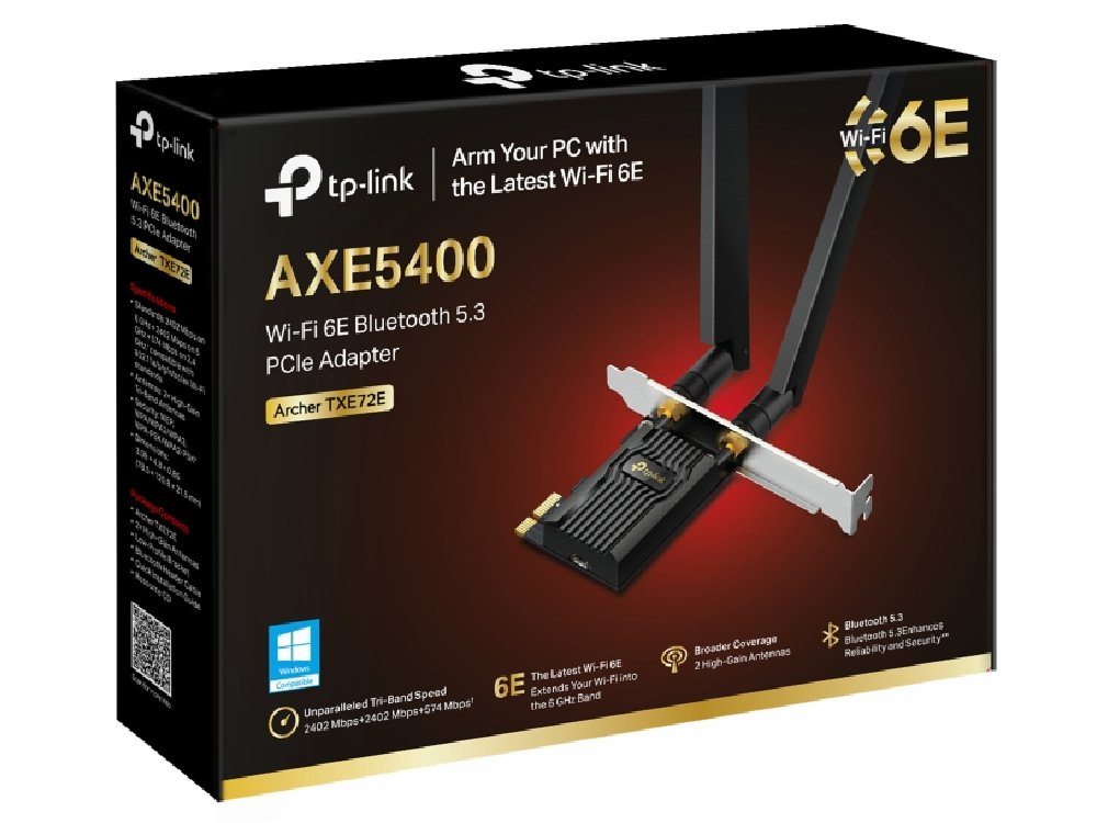 TP-Link Archer TXE72E AXE5400 Tri-Band Wi-Fi 6E Bluetooth 5.3 PCIe Adapter