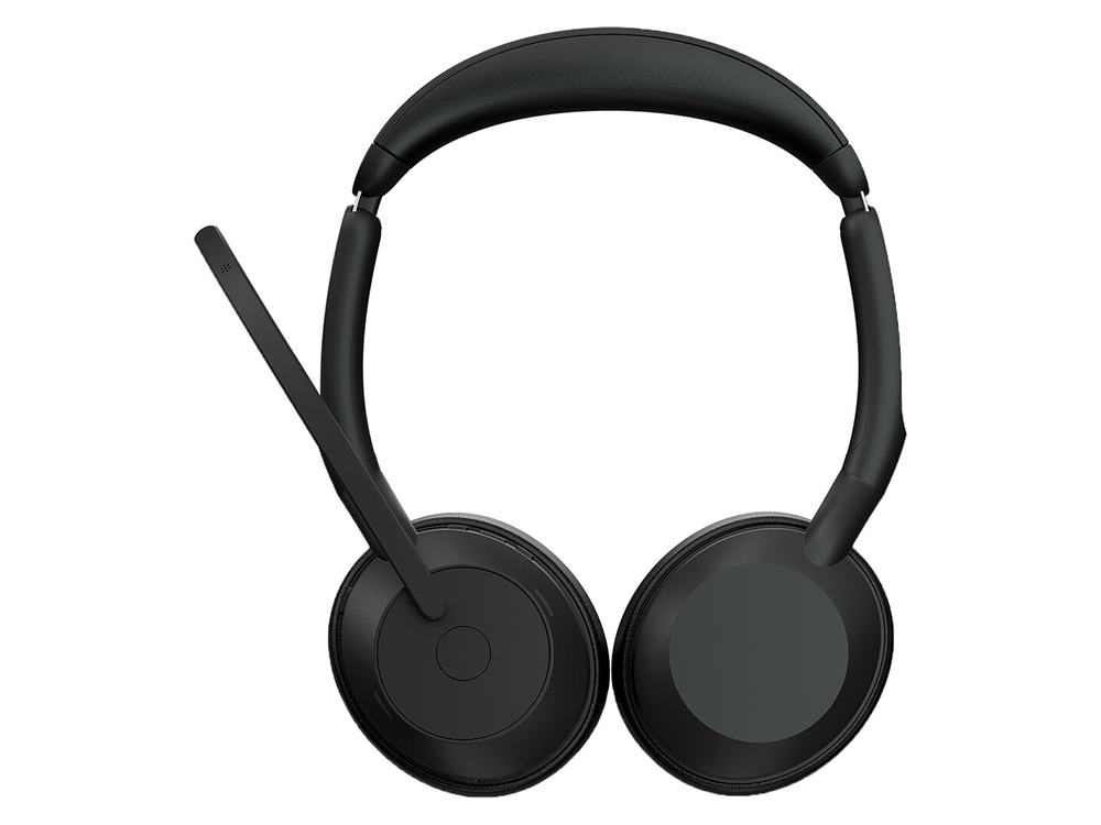 Jabra Evolve2 55 Stereo MS-Certified ANC Bluetooth Headset with Charging Stand, USB Adapter