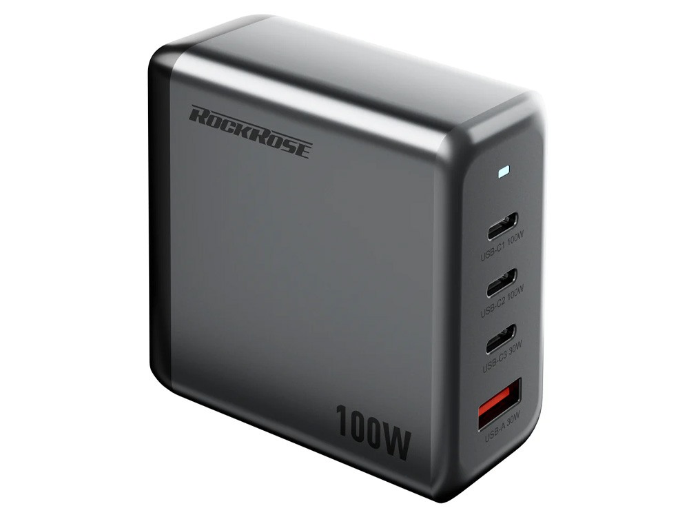 Rockrose Infinito G100 100W 4-Port GAN Charging Station with 1.5m Extension Power Cord