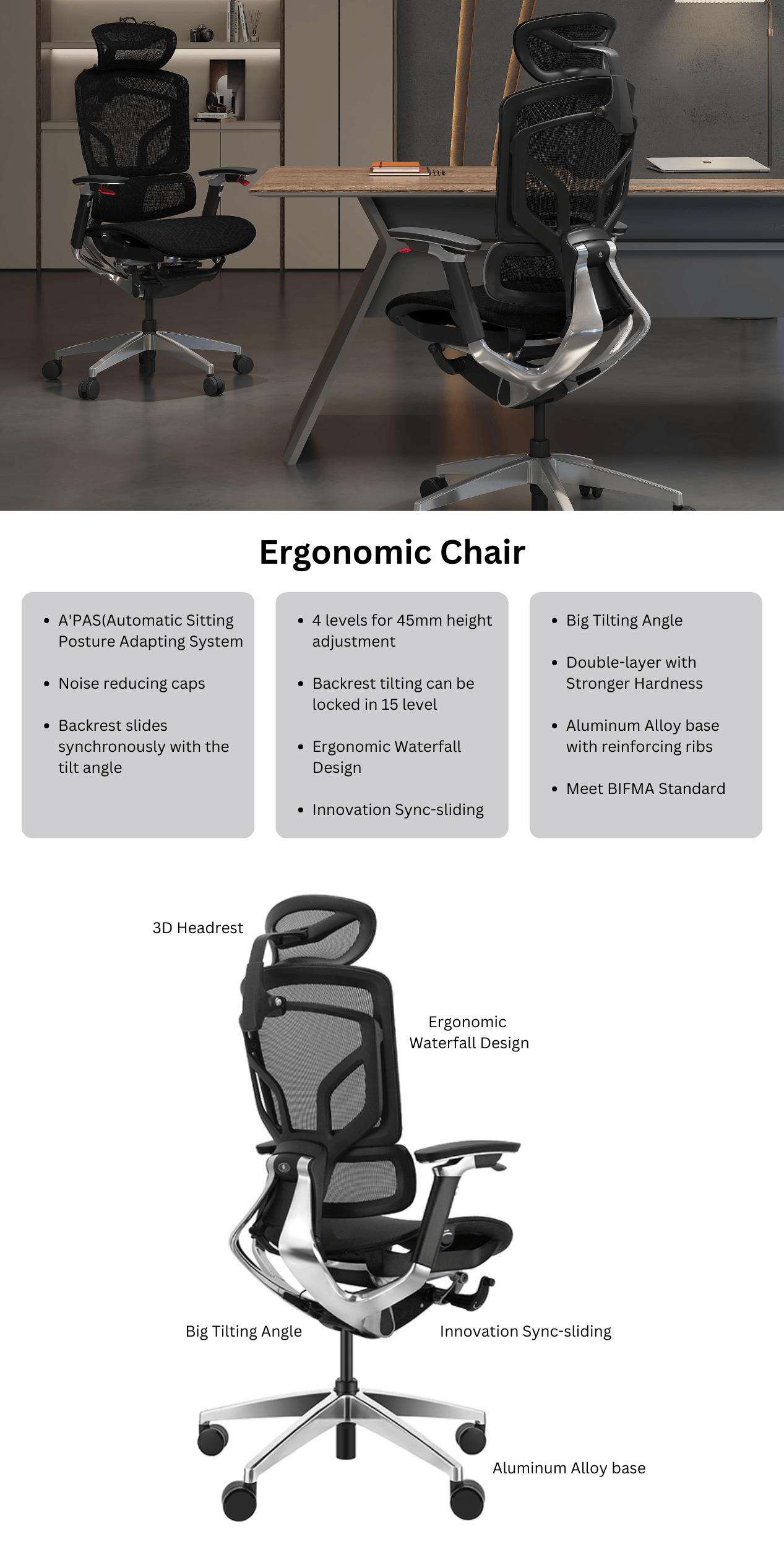 GTChair Alien X 5D Armrest High Back Mesh Ergonomic Office Chair - Black product details