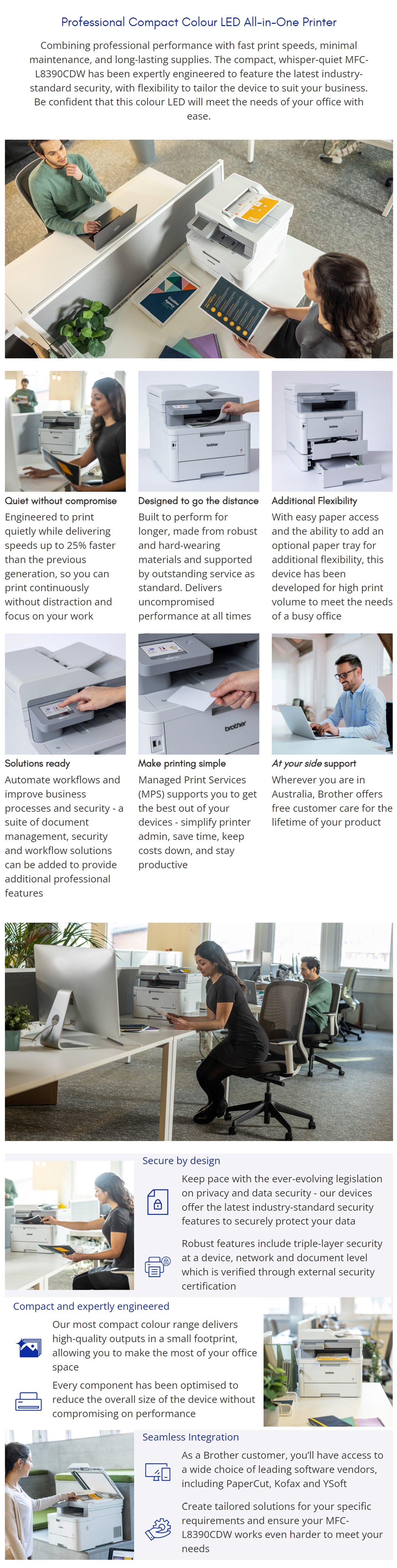 Brother MFC-L8390CDW Colour Laser LED Wireless  Multi-Function Printer product details