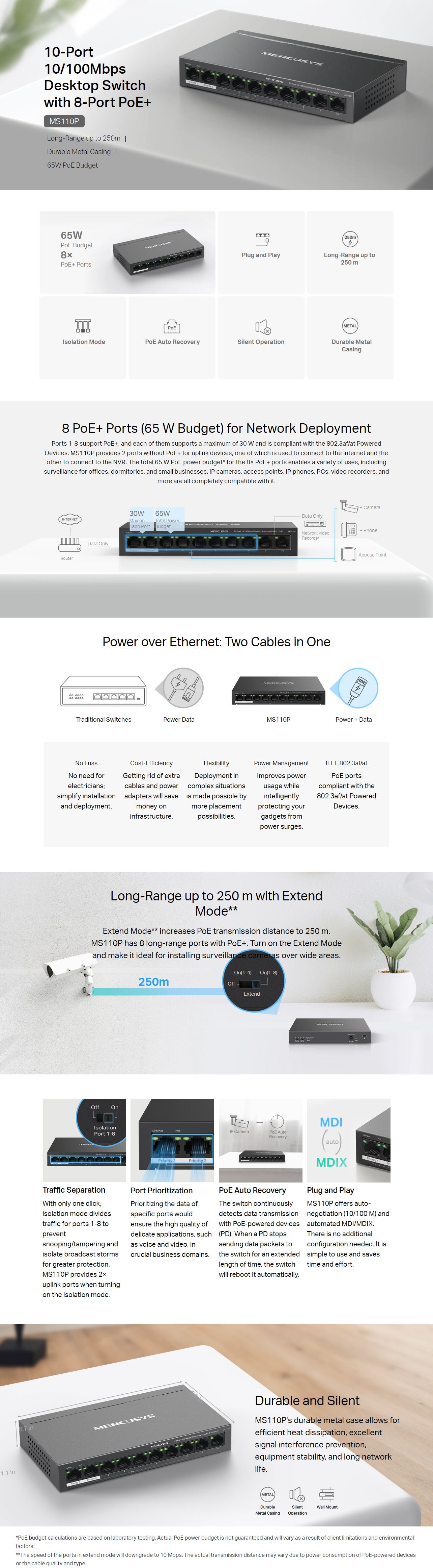Mercusys MS110P 10-Port 10/100Mbps Desktop Switch product details