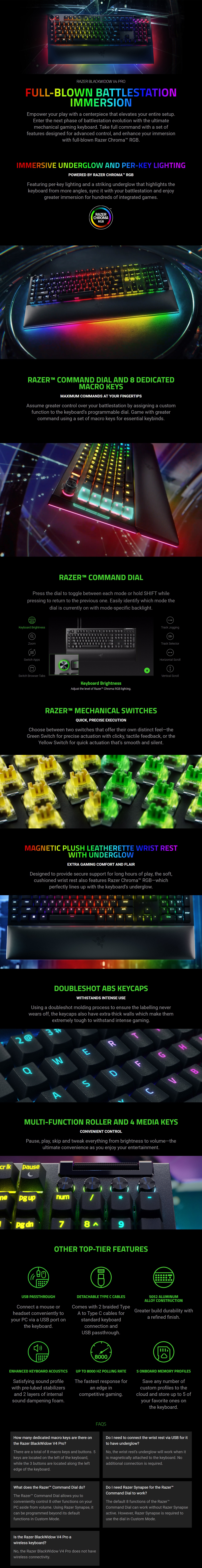 Razer BlackWidow V4 Pro RGB Yellow Switch Mechanical Gaming Keyboard product details