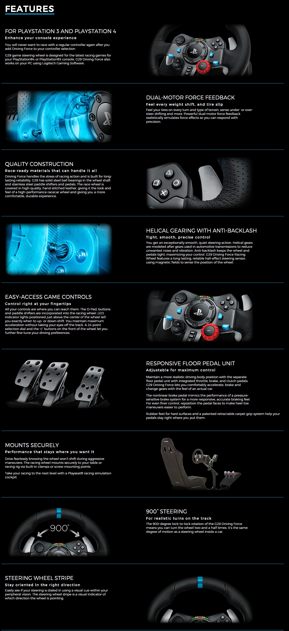 Logitech G29 Driving Force Racing Wheel For PS5, PS4, PS3 & PC product details