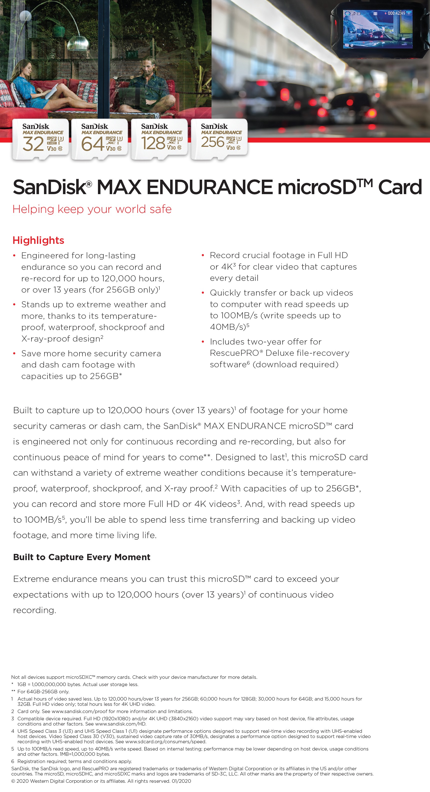 SanDisk MAX Endurance 128GB C10 U3 V30 4K UHD microSD Card product details