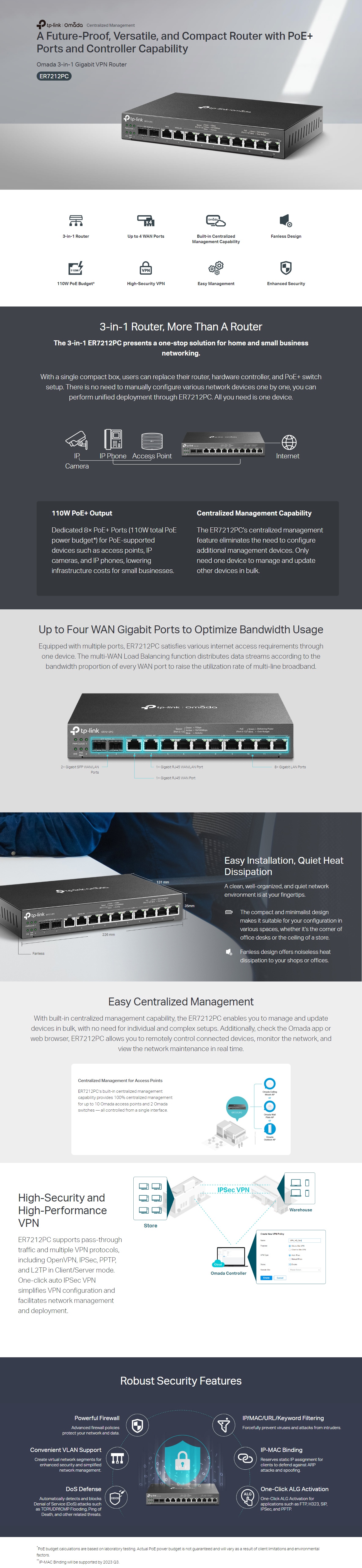 TP-Link ER7212PC Omada 3-in-1 Gigabit VPN Router product details