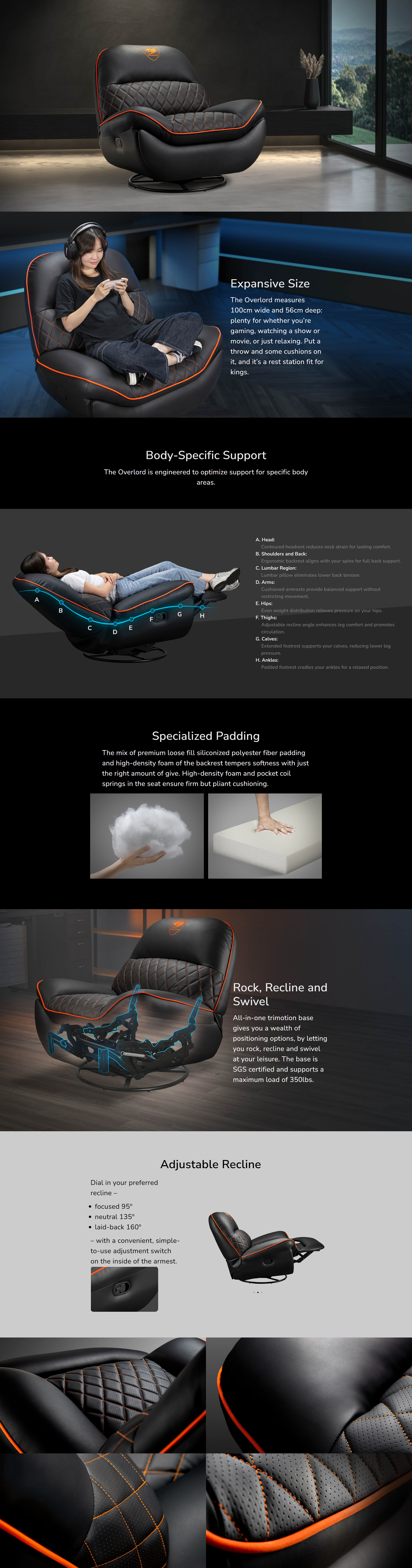 Cougar Overlord PVC Leatherette Gaming Sofa - Black product details