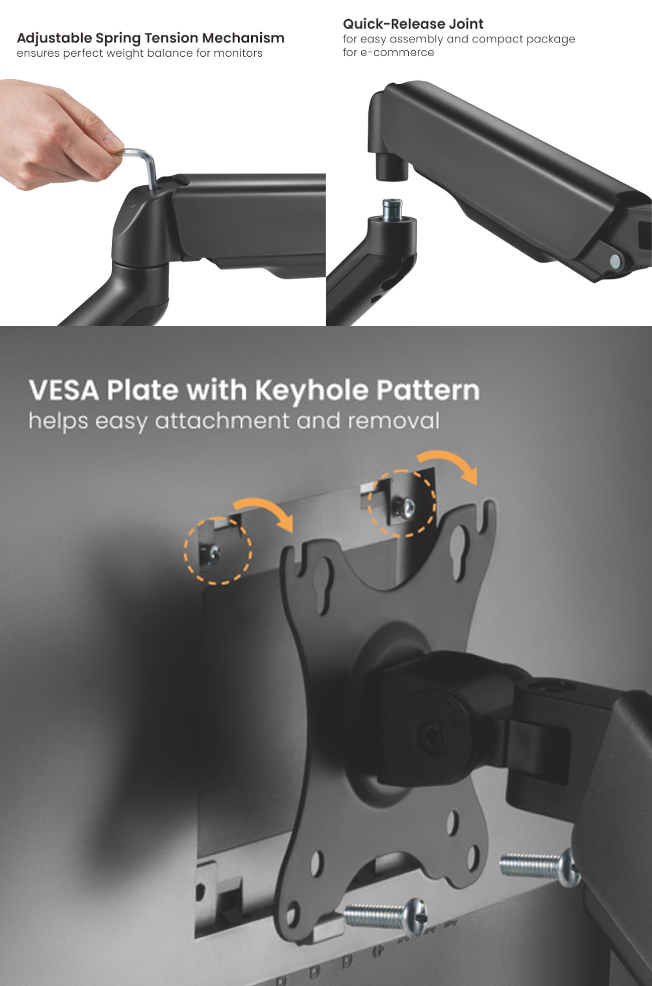 Brateck Cost-Effective Spring-Assisted Dual Monitor Arm product details