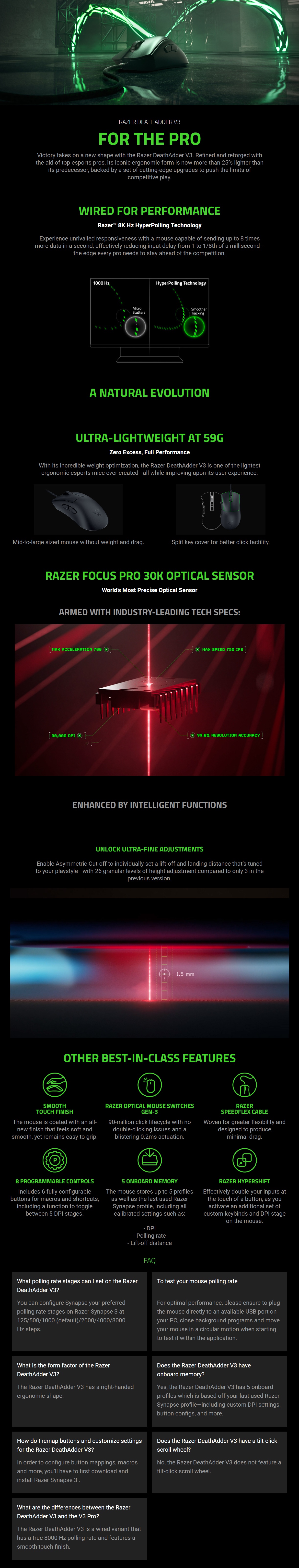 Razer DeathAdder V3 Ergonomic Wired Gaming Mouse product details