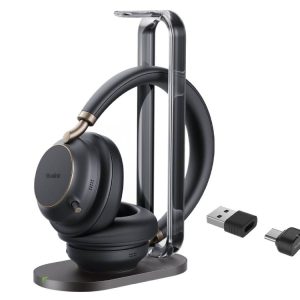 Yealink BH76 PLUS Bluetooth MS ANC Stereo Business Headset with Charging Stand and USB-C/A Adapter - Black