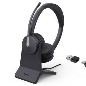 Yealink BH70 MS USB-C/A Stereo Wireless Headset with Charger Stand USB-C Dongle - Black