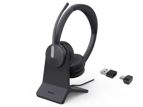 Yealink BH70 MS USB-C/A Stereo Wireless Headset with Charger Stand USB-C Dongle - Black