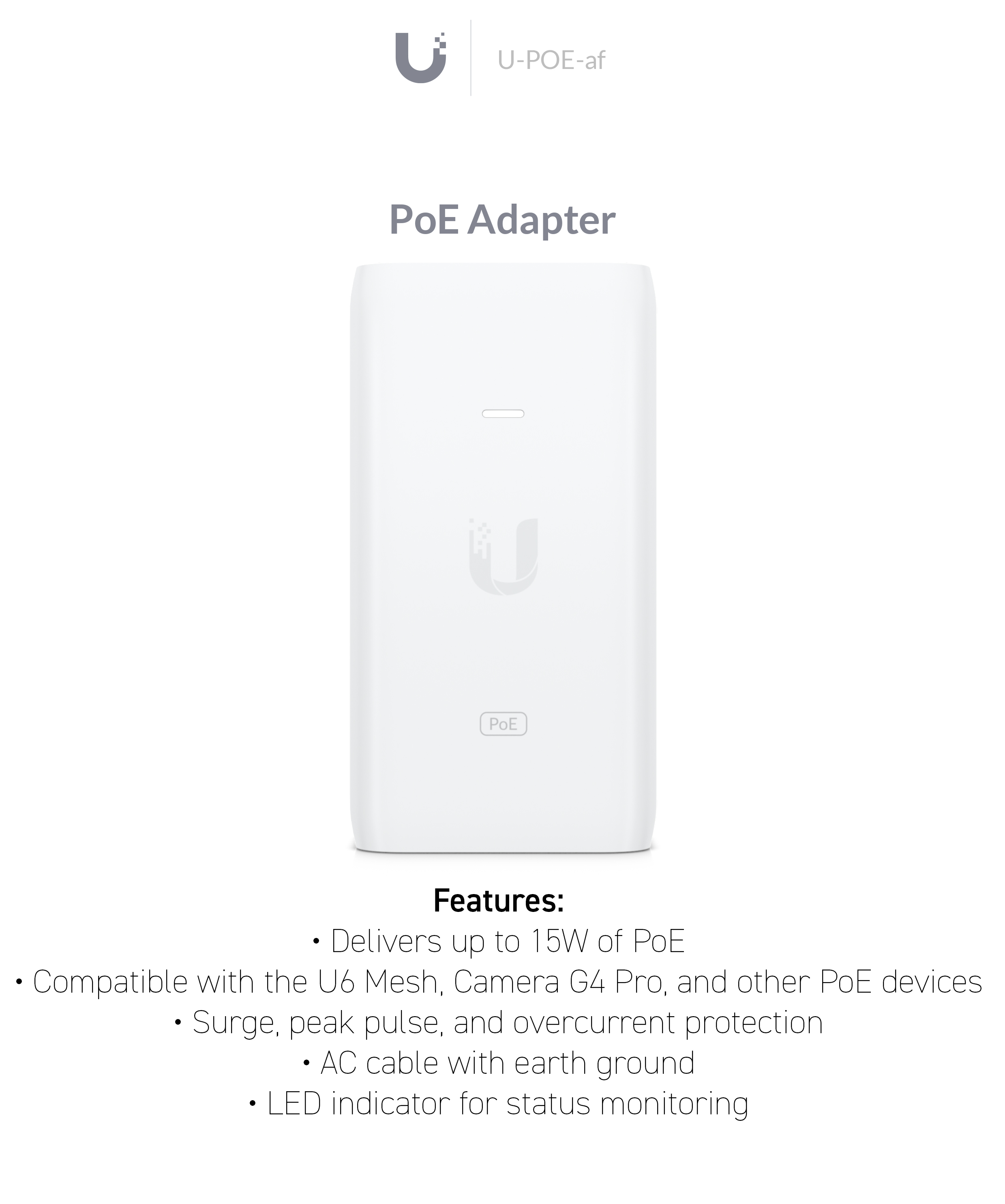 Ubiquiti U-POE-af PoE Adapter product details