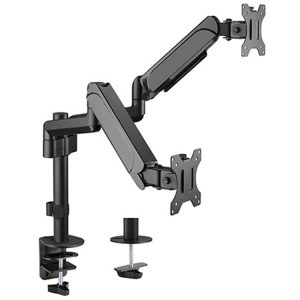 Brateck Dual Monitor Pole-Mounted Gas Spring Monitor Arm Fit Most 17"-32" Monitors Up to 9kg per screen