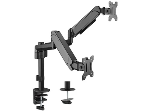 Brateck Dual Monitor Pole-Mounted Gas Spring Monitor Arm Fit Most 17"-32" Monitors Up to 9kg per screen