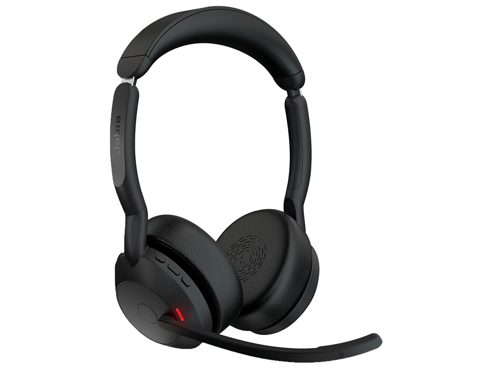 Jabra Evolve2 55 Stereo MS-Certified ANC Bluetooth Headset with Charging Stand, USB Adapter