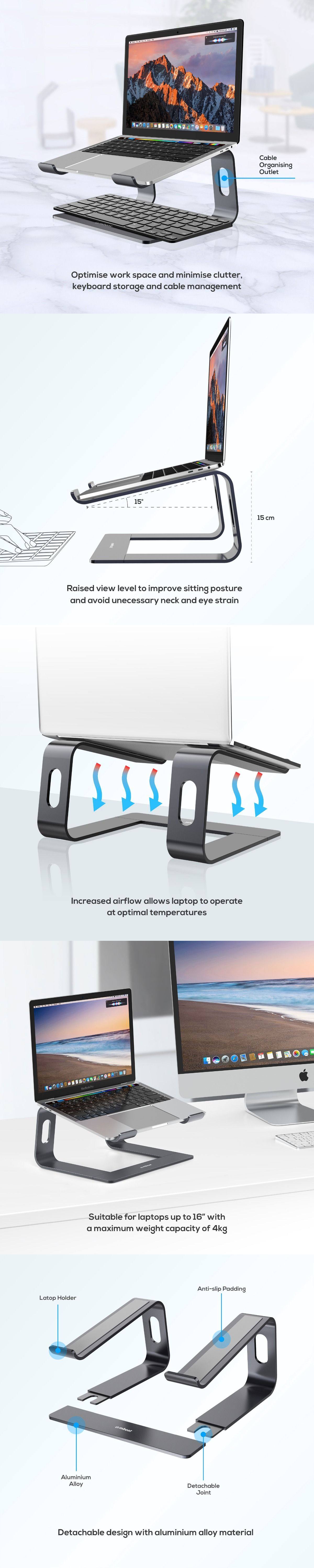MBeat Stage S1 Elevated Laptop Stand - Space Grey product details