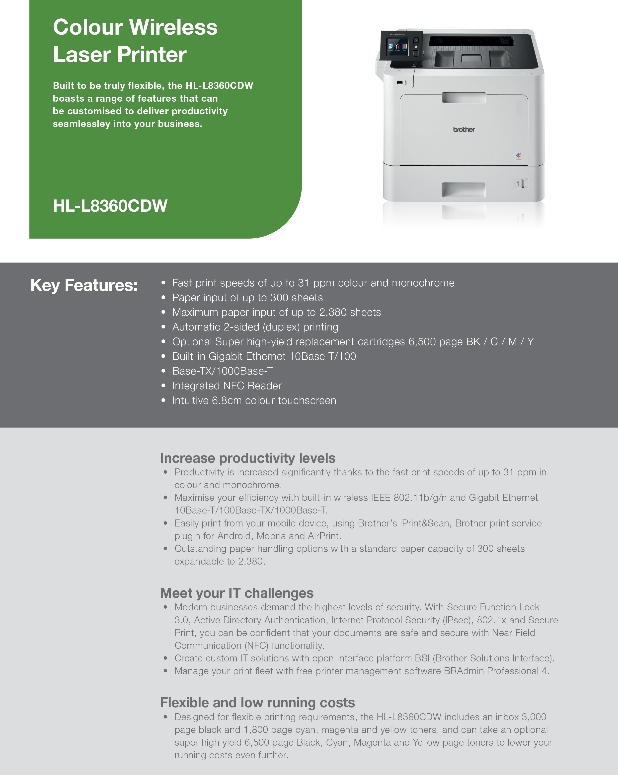Brother HL-L8360CDW Colour Wireless Laser Printer product details