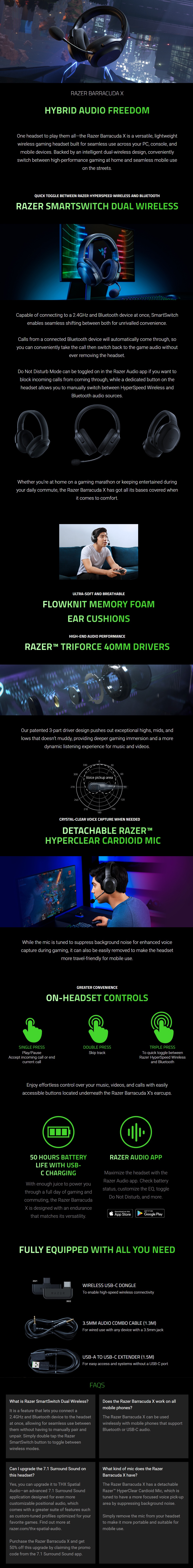 Razer Barracuda X Wireless Multi-platform Gaming and Mobile Headset - Black product details
