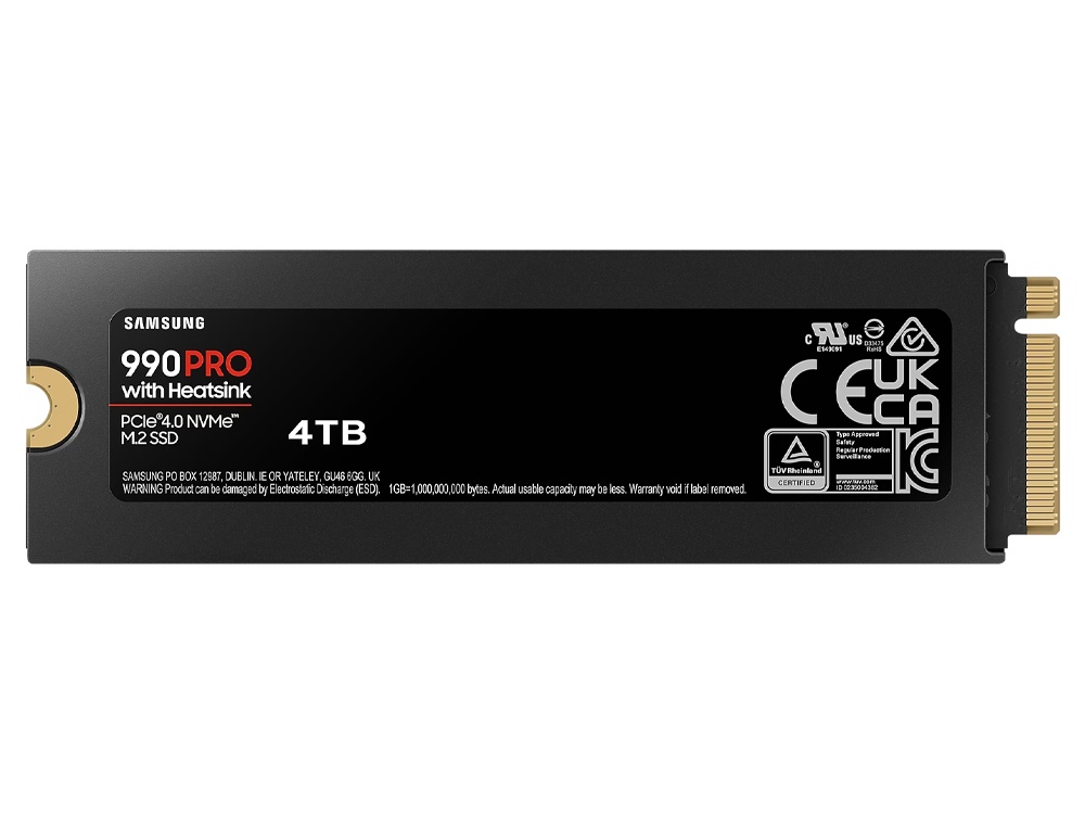 Samsung 990 Pro 4TB PCIe Gen4 NVMe M.2 SSD with Heatsink